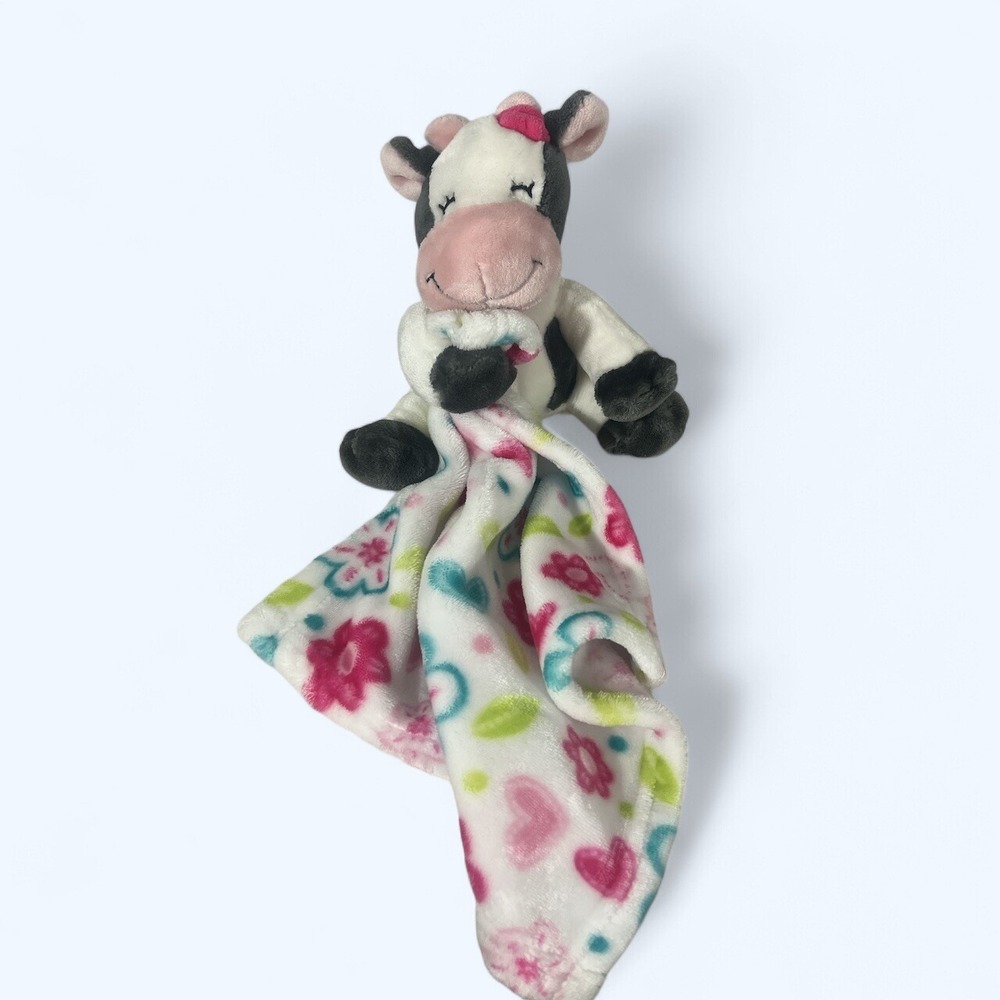 Little Miracles Cow Pink Bow Floral Hearts Lovey Security Blanket Plush Costco